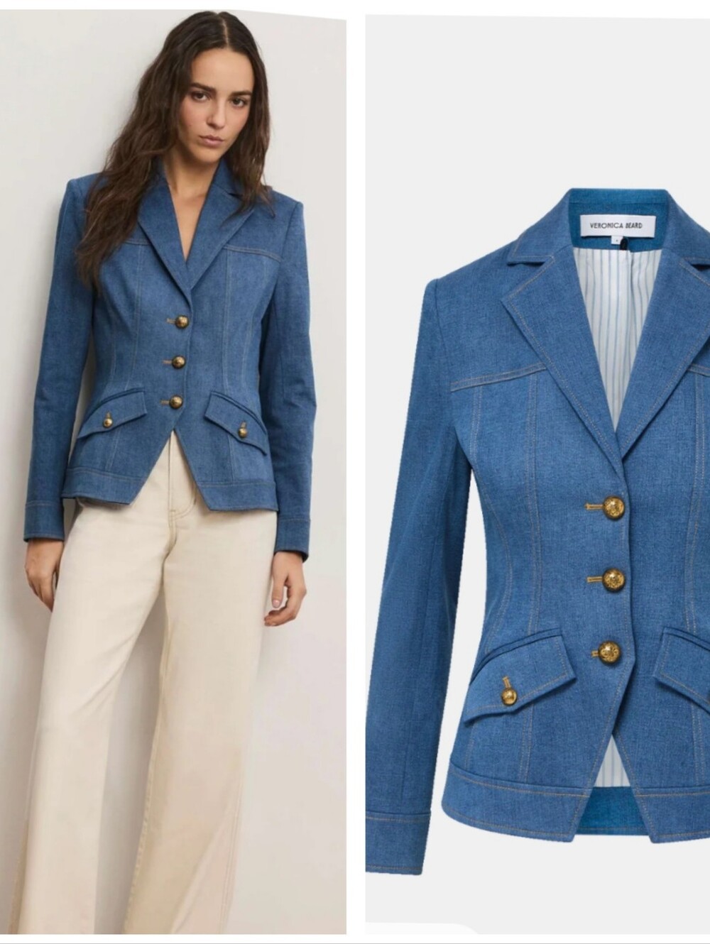 Veronica Beard Randy Denim Dickey Jacket Size 2 New With Tag - Picture 3 of 8